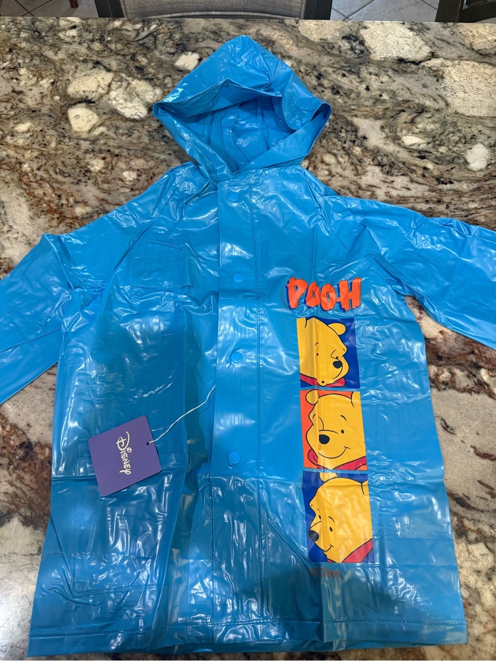 Disney Blue Winnie the Pooh Kids Hooded Raincoat